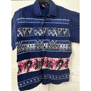 Vintage Hang Ten Surf Style Button-Down Shirt - Retro Beachwear Vibes - Youth S‎